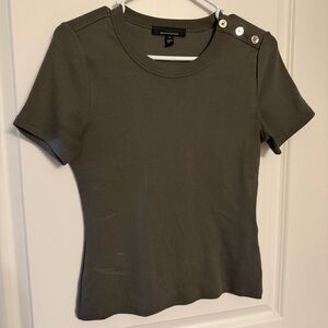 White House Black Market Button-Shoulder Women's Green Top Size Small